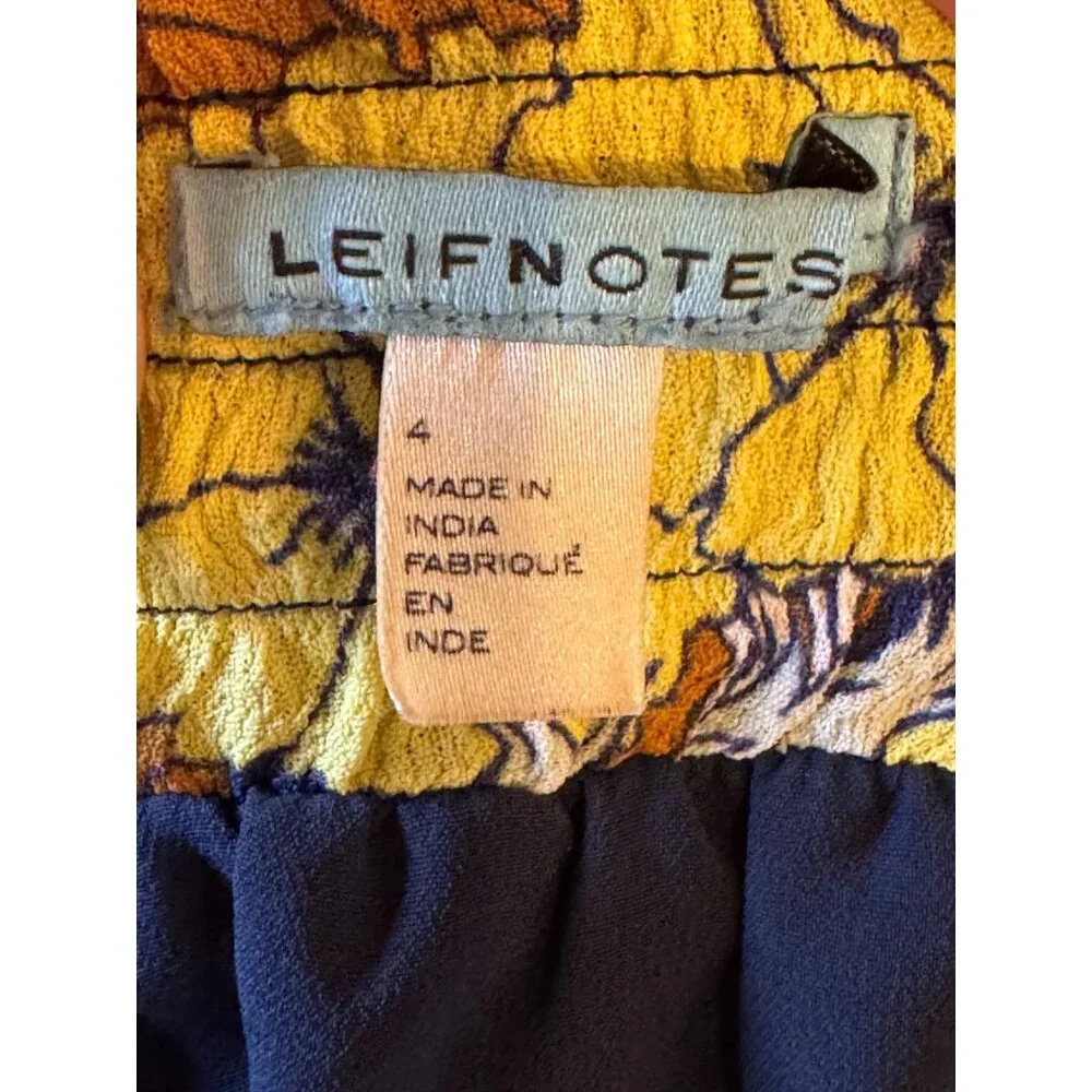 Anthropologie Leifnotes Skirt Women 4 Yellow Purple Floral A Line Mini‎ Bohemian